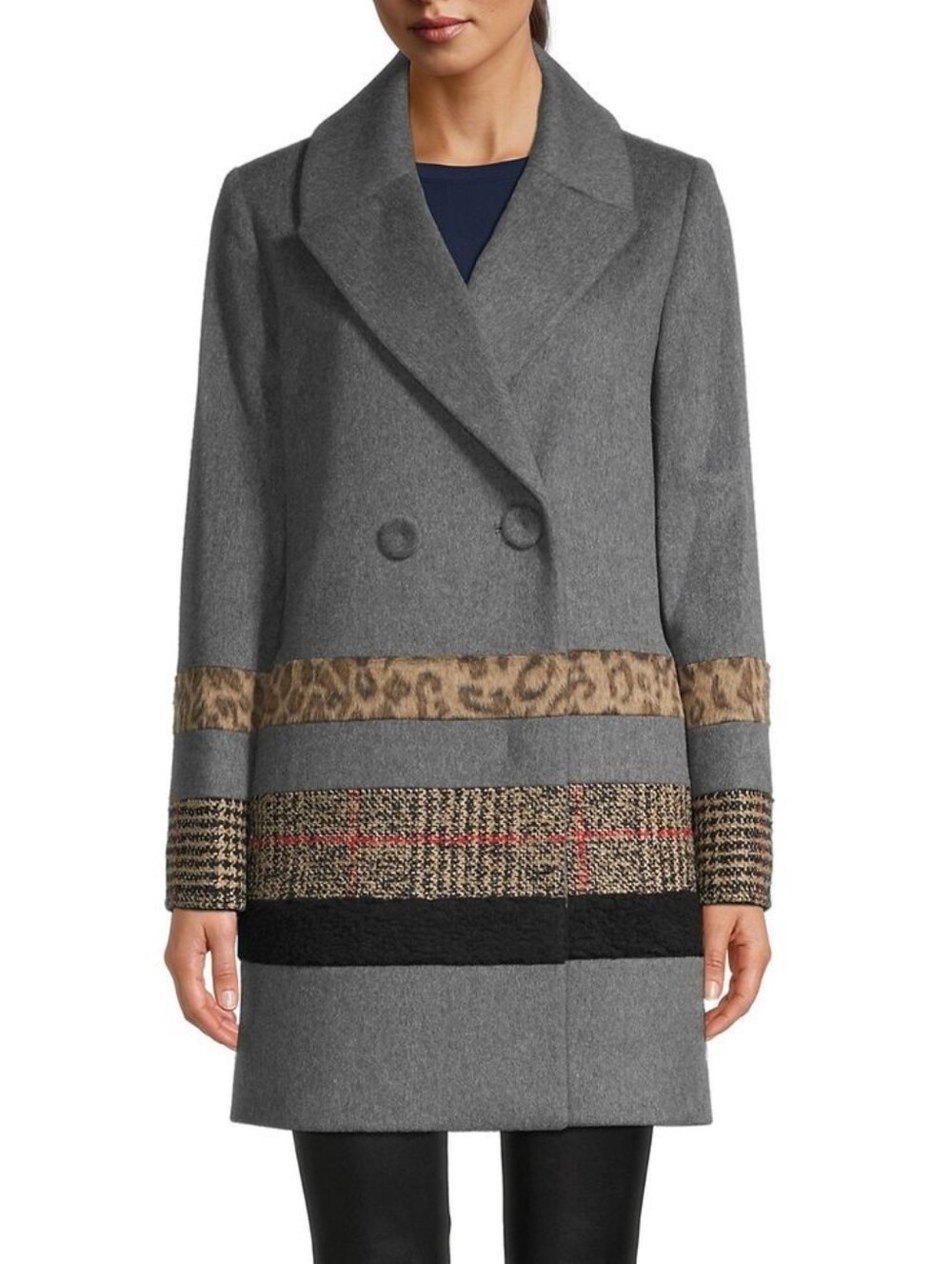 Cinzia Rocca | Mixed Media Patchwork Wool Blend Coat